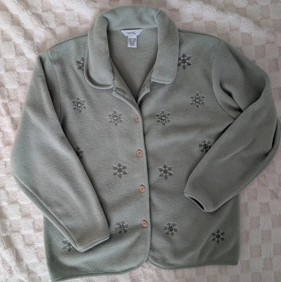 Northern Reflections Women's Embroidery Snowflake Cardigan - Light Gray - Picture 1 of 6